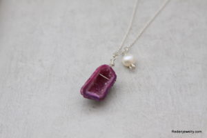 purple tiny druzy necklace